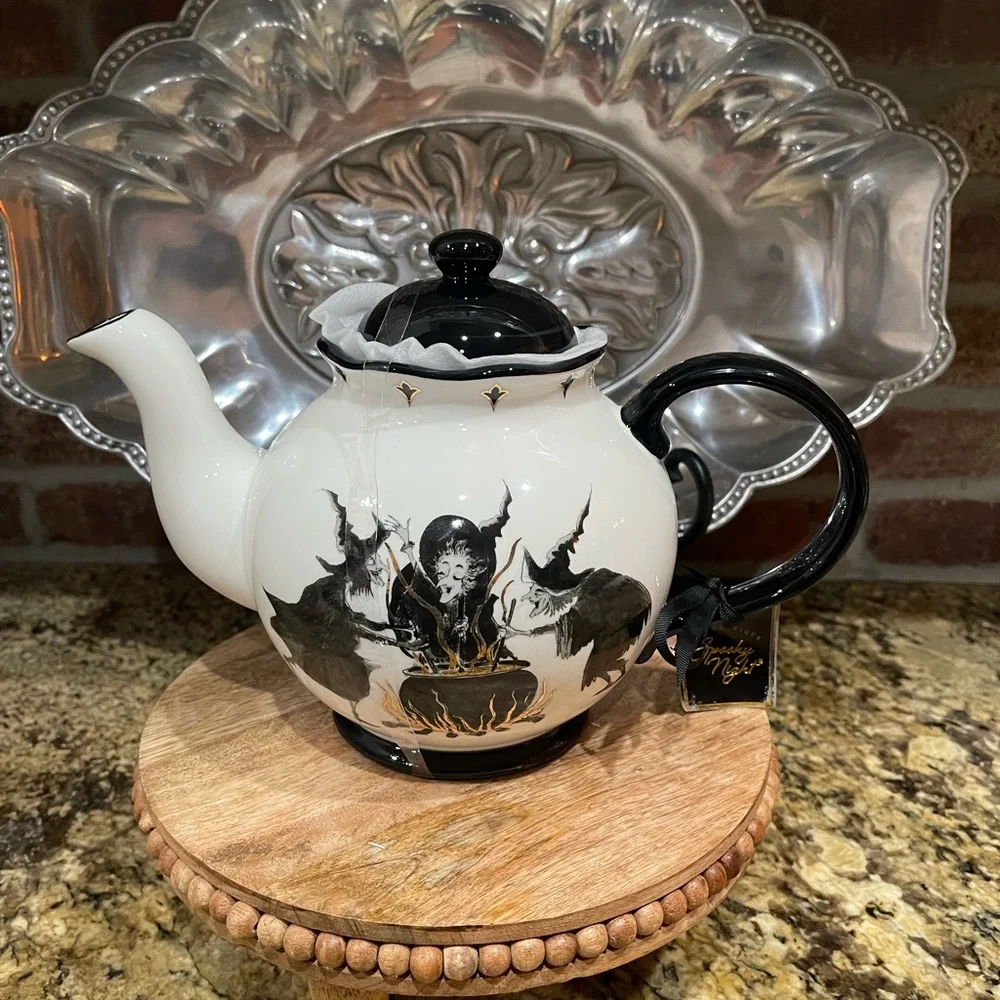 Potter’s Studio double sided teapot - halloween three witches and flying witch